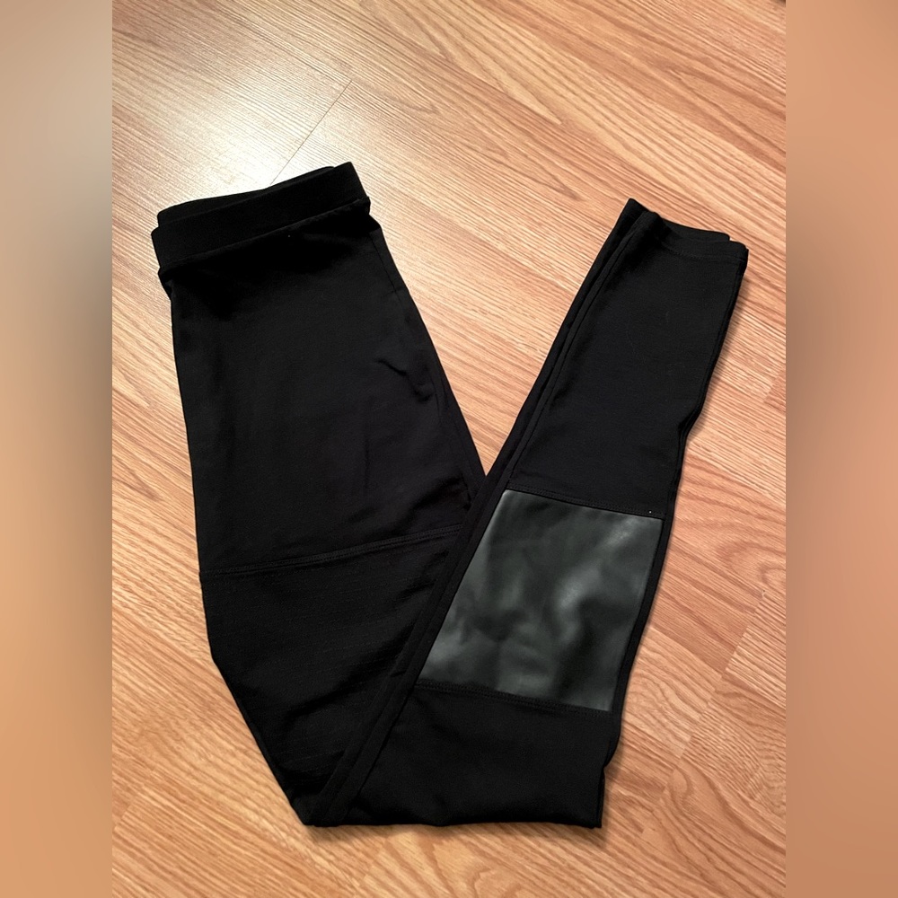 BP Moto Leggings with Faux Leather Strip